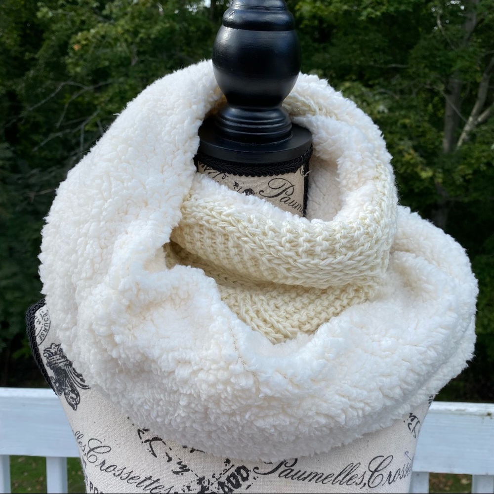 INC 
Infinity ivory scarf with Sherpa lining Ivory